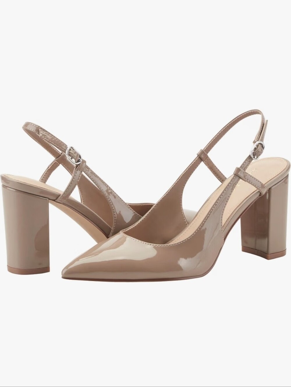 Marc Fisher Taupe Vivika Pointed Toe  Slingback Block Heel Mule Women's Size 6